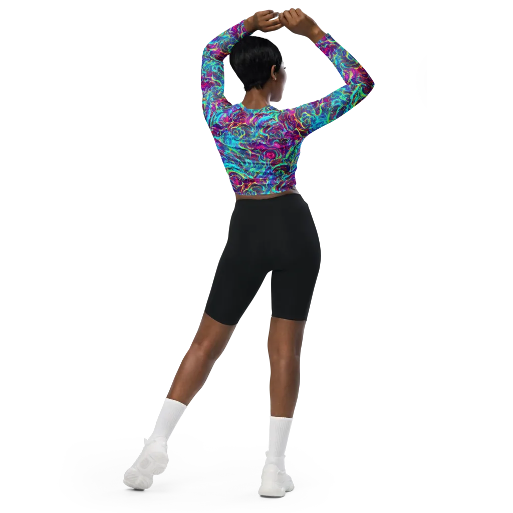 Surreal Riptide on Long Sleeve Crop Top — Back