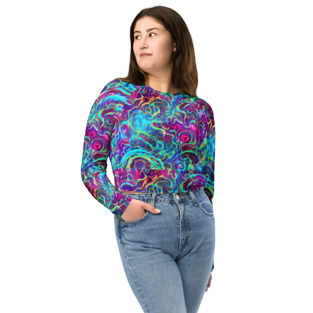 Surreal Riptide on Long Sleeve Crop Top — Front