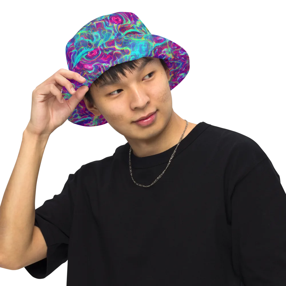 Surreal Riptide on Reversible Bucket Hat — Front Inside