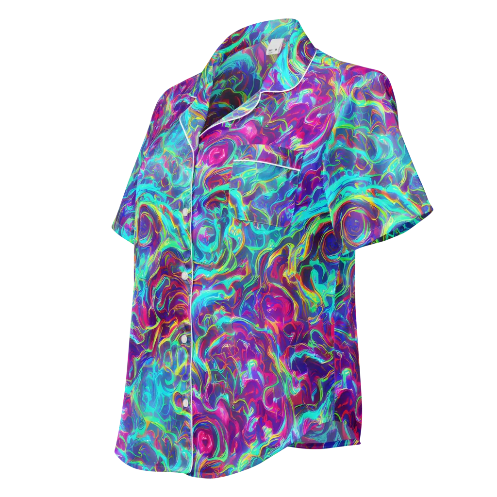 Surreal Riptide on Women's Short Sleeve Pajama Top — Left Front
