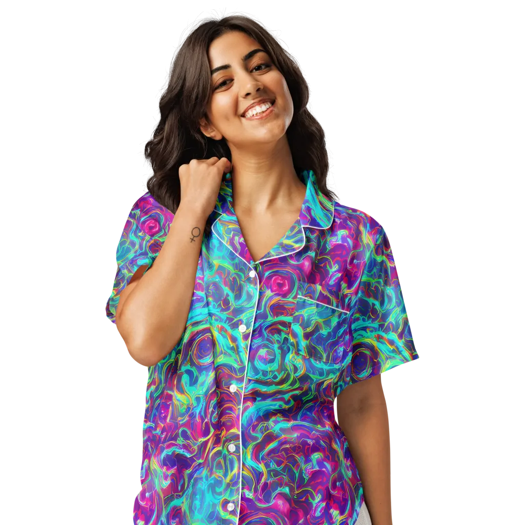 Surreal Riptide on Women's Short Sleeve Pajama Top — Front
