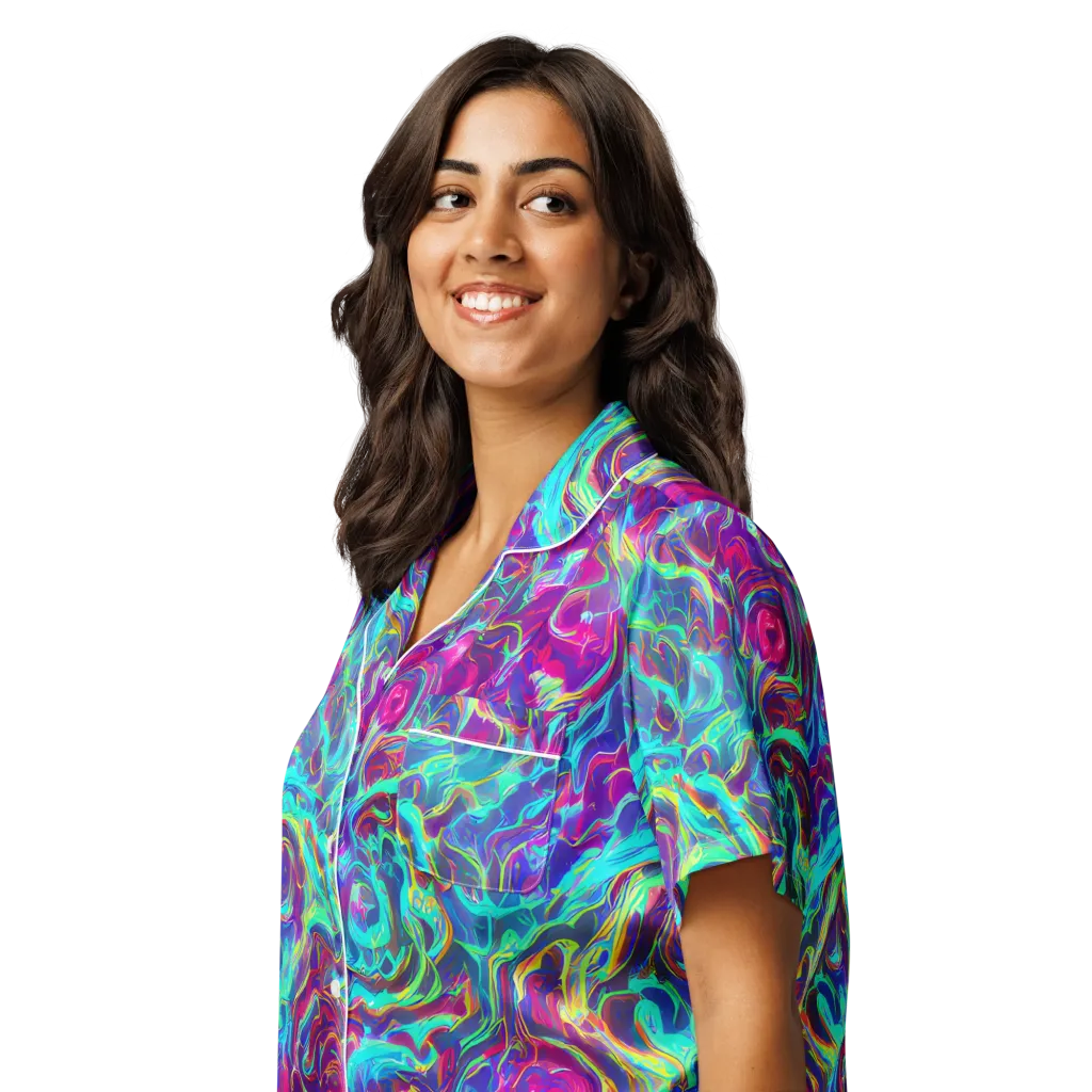 Surreal Riptide on Women's Short Sleeve Pajama Top — Left Front