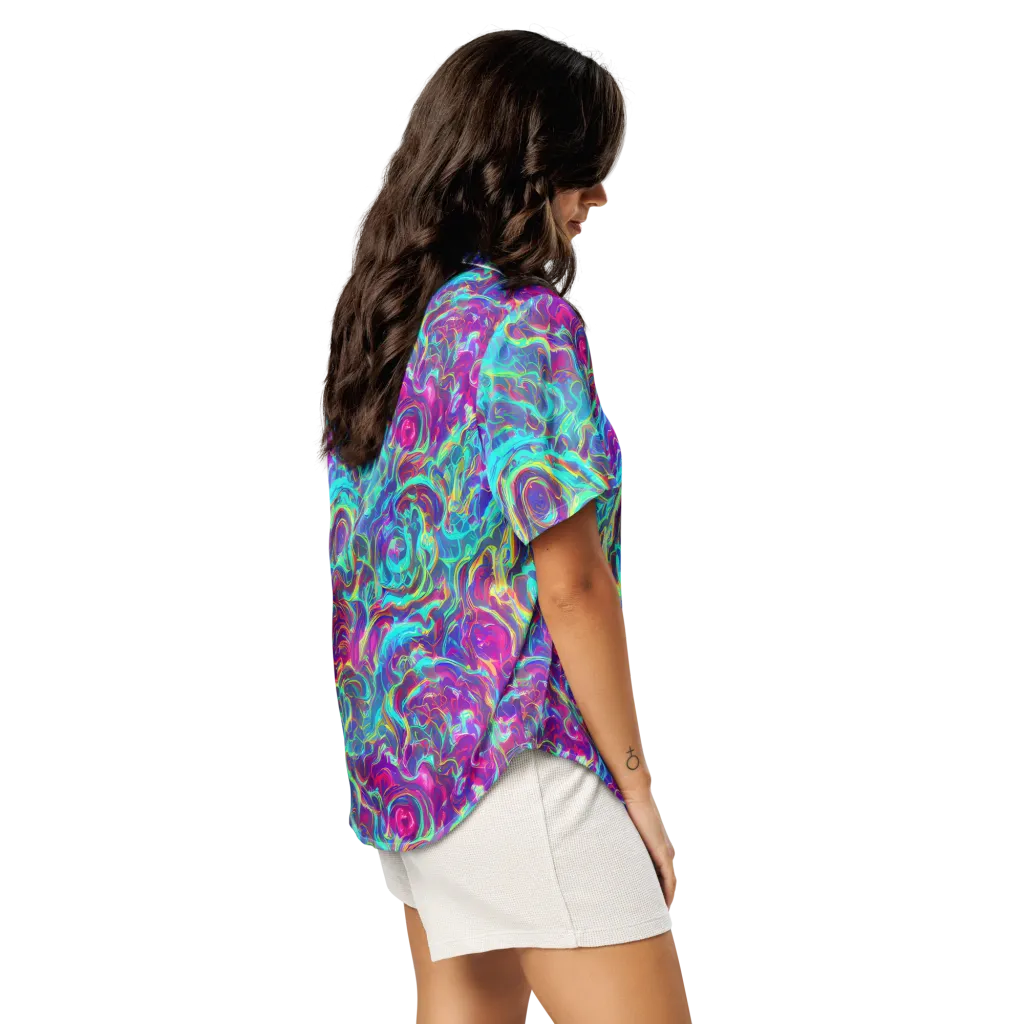 Surreal Riptide on Women's Short Sleeve Pajama Top — Right Back