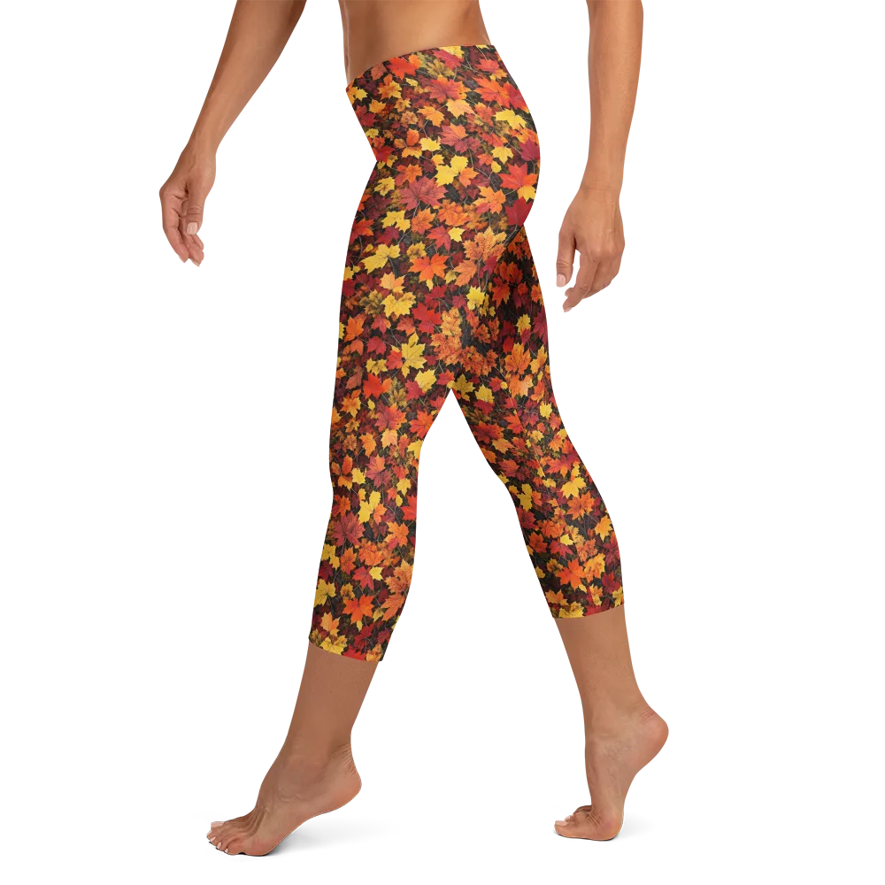 Autumn Canopy on Capri Leggings — Left