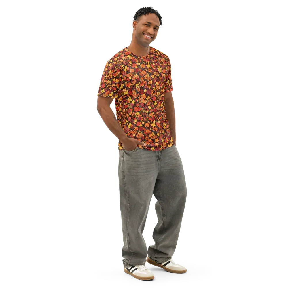 Autumn Canopy on Men's Cotton Crew Neck T-Shirt — Right Front