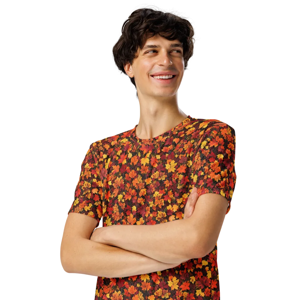 Autumn Canopy on Men's Crew Neck T-Shirt — Left Front