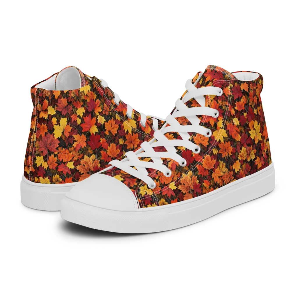 Autumn Canopy on Men's High Top Canvas Shoes — Left
