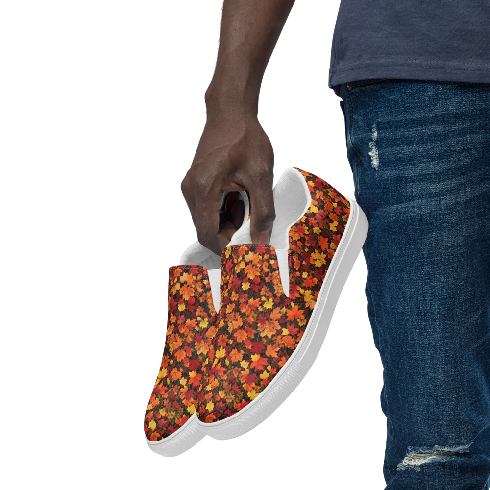 Autumn Canopy on Men's Slip-On Canvas Shoes — Left Front