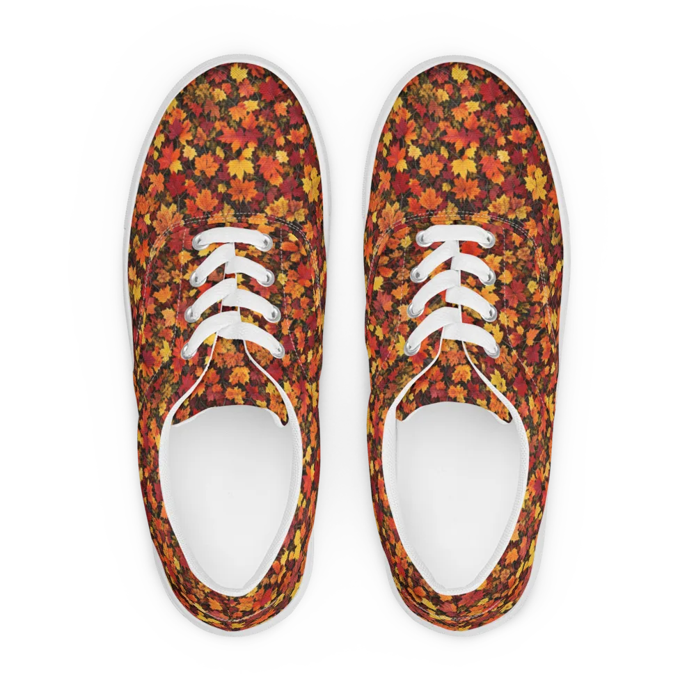 Autumn Canopy on Men's Lace-Up Canvas Shoes — Front