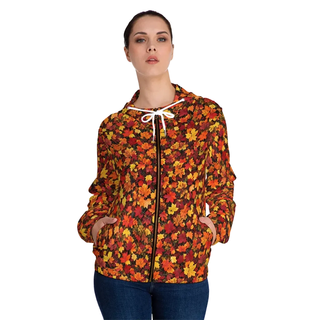 Autumn Canopy on Women's Full-Zip Hoodie — Front On Person