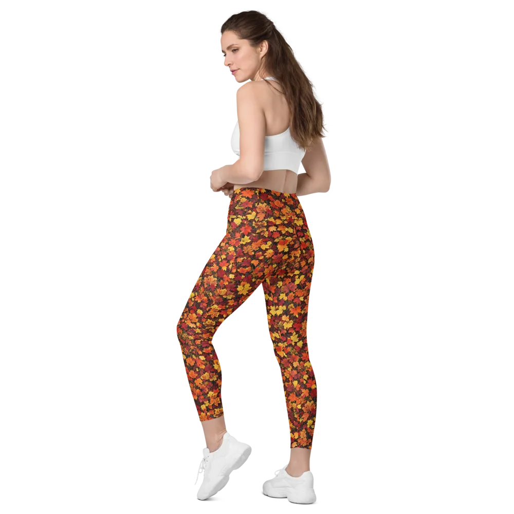 Autumn Canopy on Leggings with Pockets — Left Back