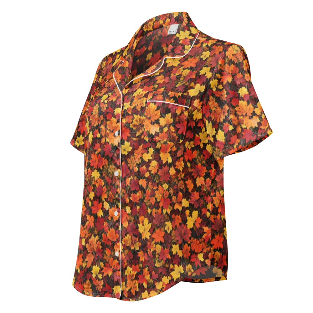 Autumn Canopy on Women's Short Sleeve Pajama Top — Left Front