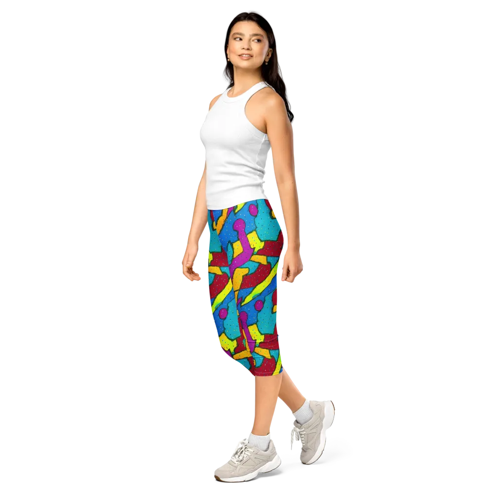 Pop Kaleidoscope on Capri Leggings — Left Front