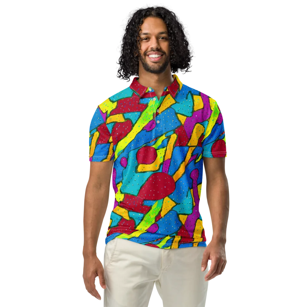 Pop Kaleidoscope on Men's Slim Fit Polo Shirt — Front