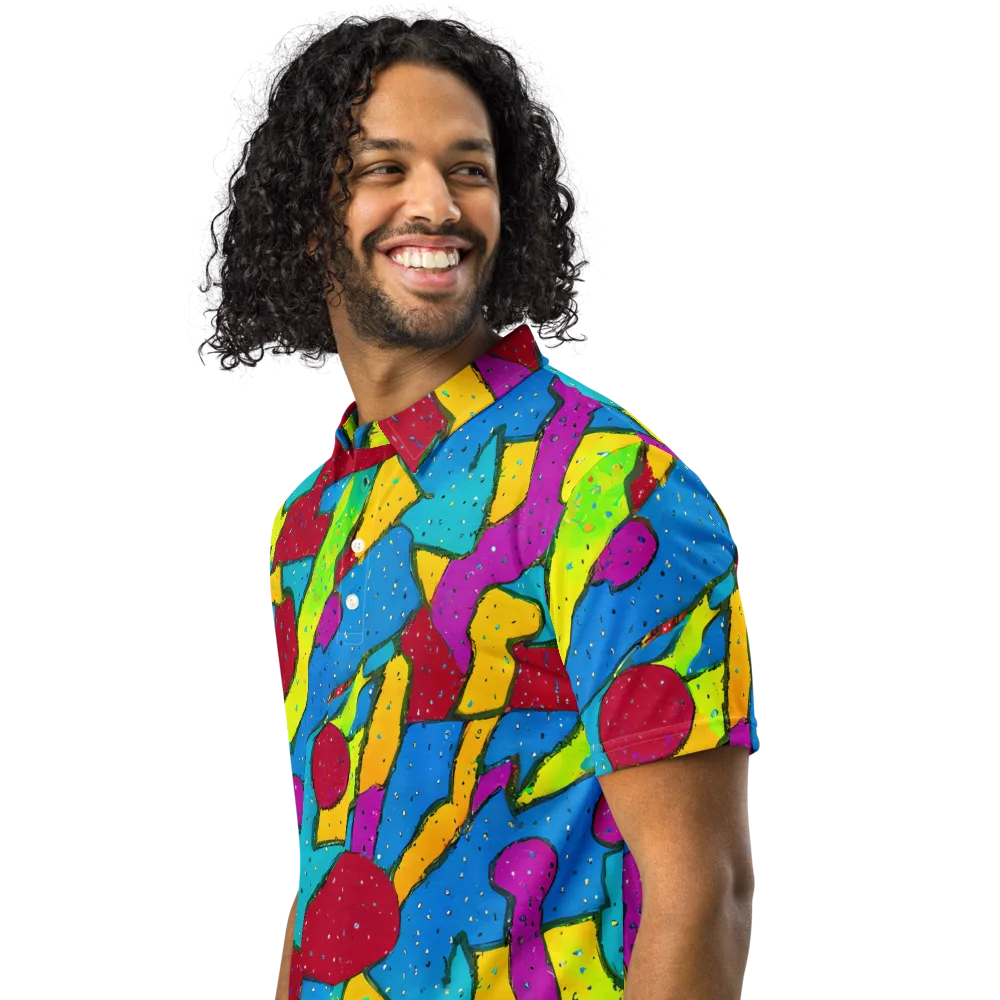 Pop Kaleidoscope on Men's Slim Fit Polo Shirt — Left Front