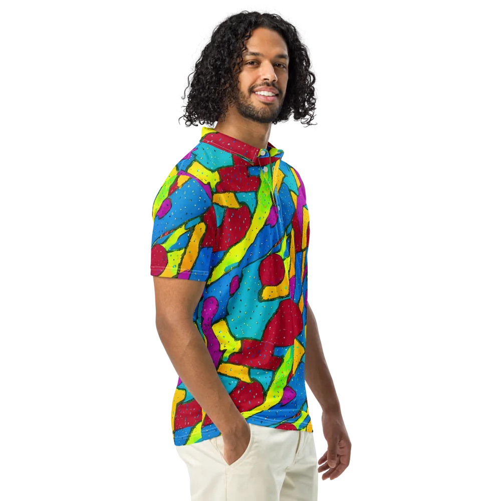 Pop Kaleidoscope on Men's Slim Fit Polo Shirt — Right Front