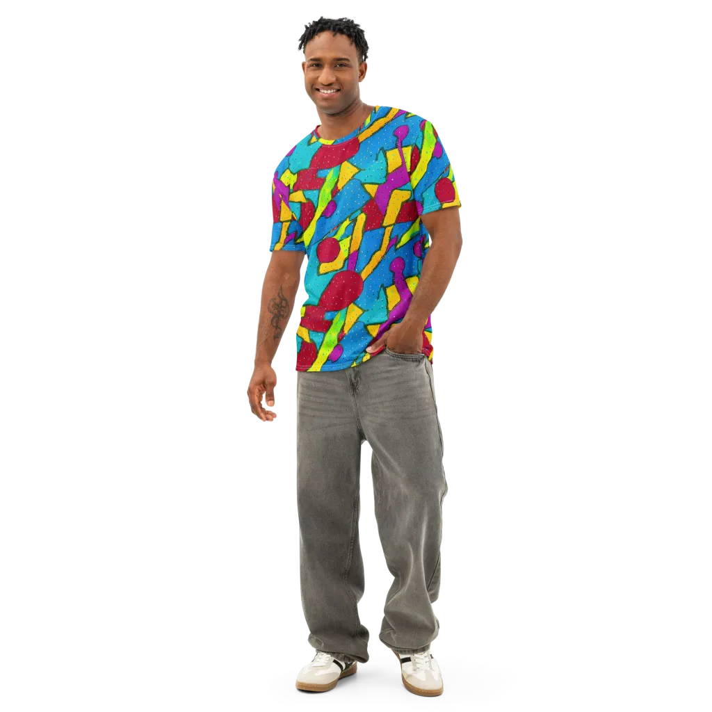 Pop Kaleidoscope on Men's Cotton Crew Neck T-Shirt — Front