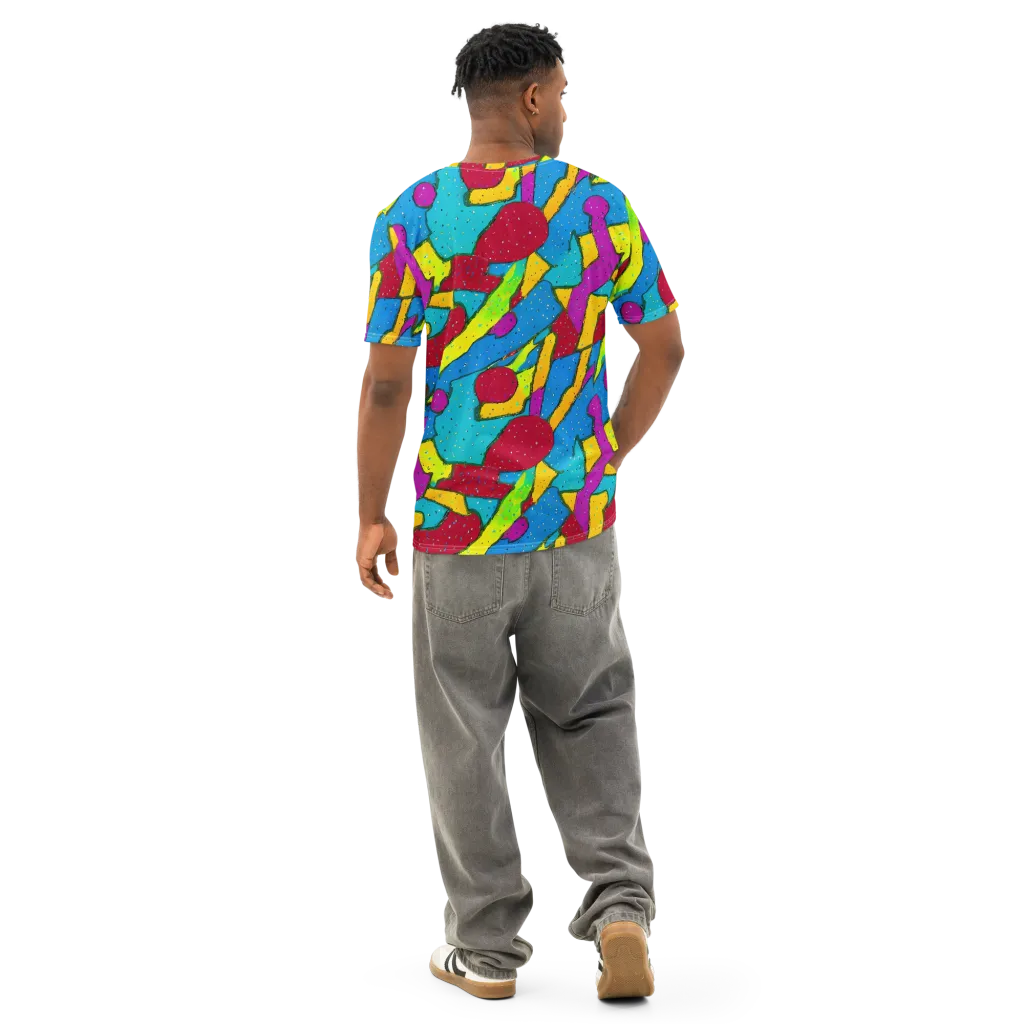 Pop Kaleidoscope on Men's Cotton Crew Neck T-Shirt — Back