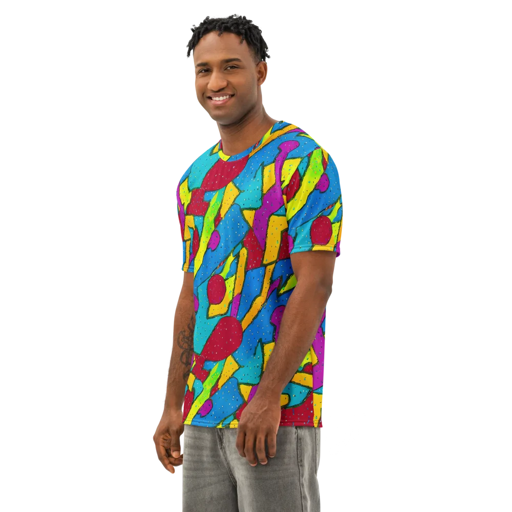 Pop Kaleidoscope on Men's Cotton Crew Neck T-Shirt — Left Front