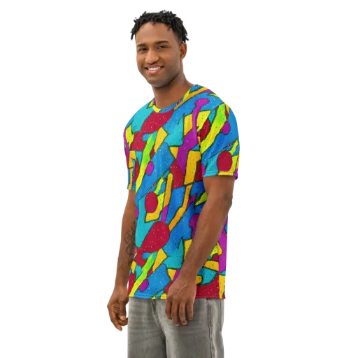 Pop Kaleidoscope on a Men's Cotton Crew Neck T-Shirt