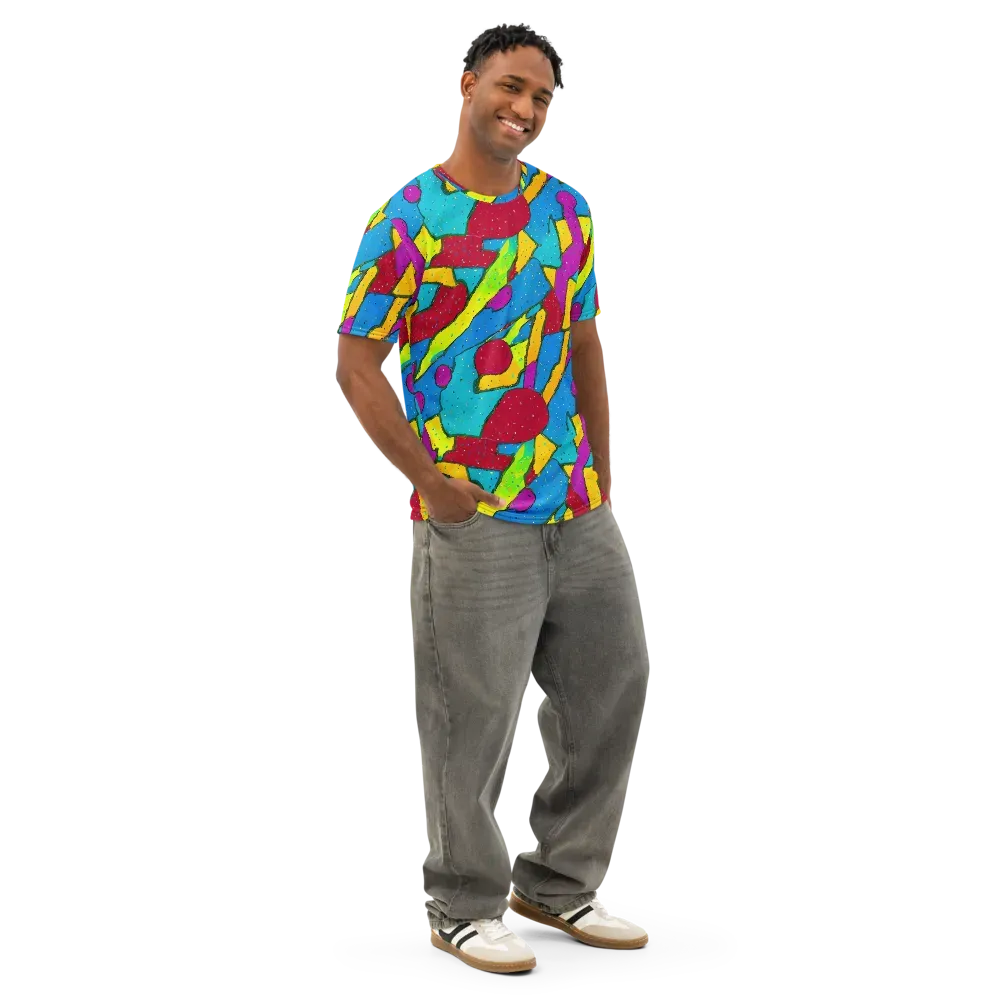 Pop Kaleidoscope on Men's Cotton Crew Neck T-Shirt — Right Front