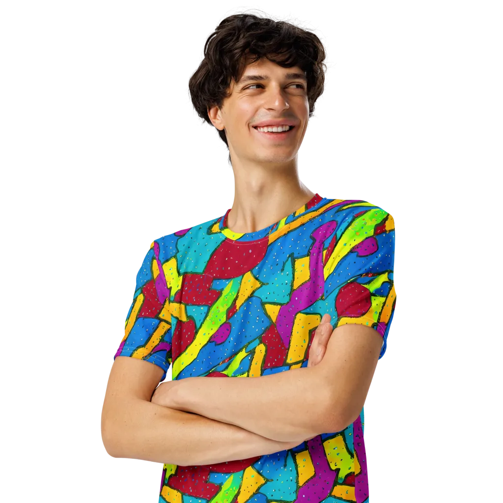 Pop Kaleidoscope on Men's Crew Neck T-Shirt — Left Front