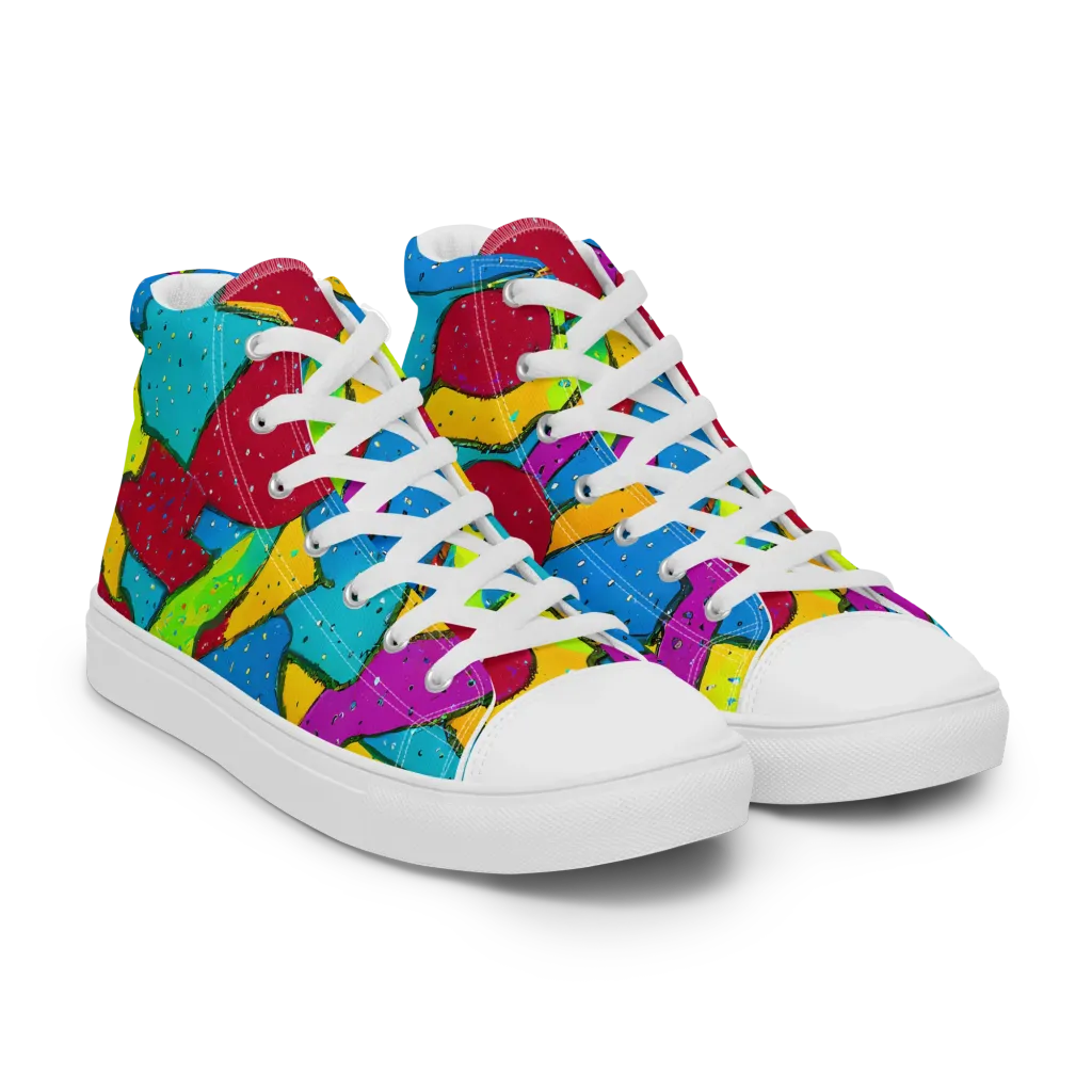 Pop Kaleidoscope on Men's High Top Canvas Shoes — Right Front