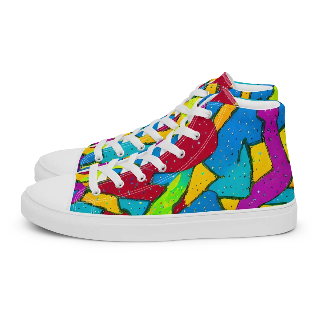 Pop Kaleidoscope on Men's High Top Canvas Shoes — Left