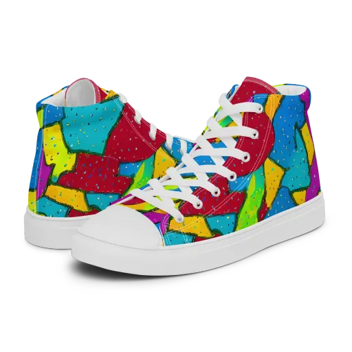 Pop Kaleidoscope on a Men's High Top Canvas Shoes