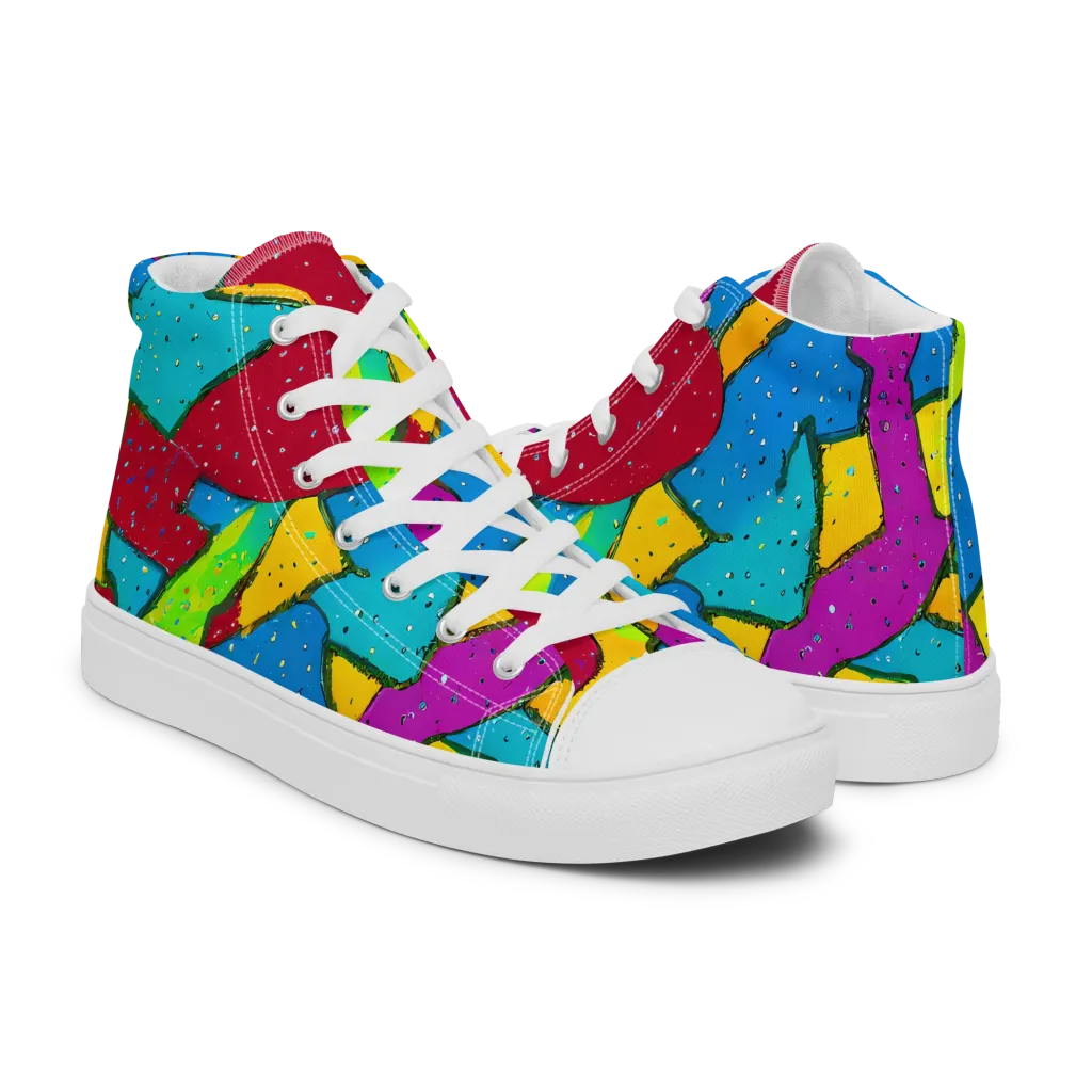 Pop Kaleidoscope on Men's High Top Canvas Shoes — Right