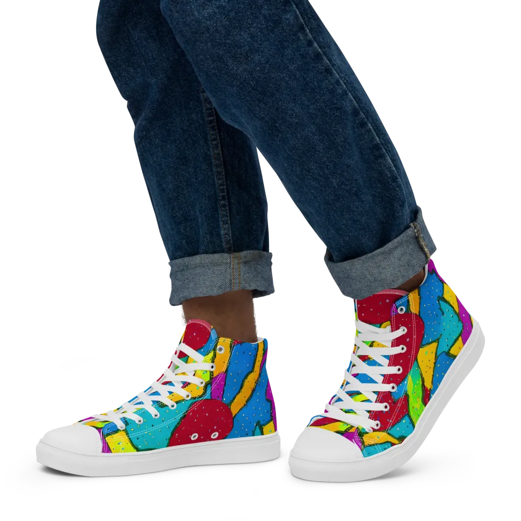 Pop Kaleidoscope on Men's High Top Canvas Shoes — Left