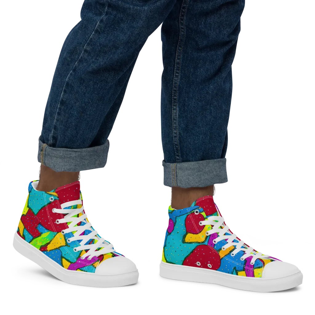 Pop Kaleidoscope on Men's High Top Canvas Shoes — Right
