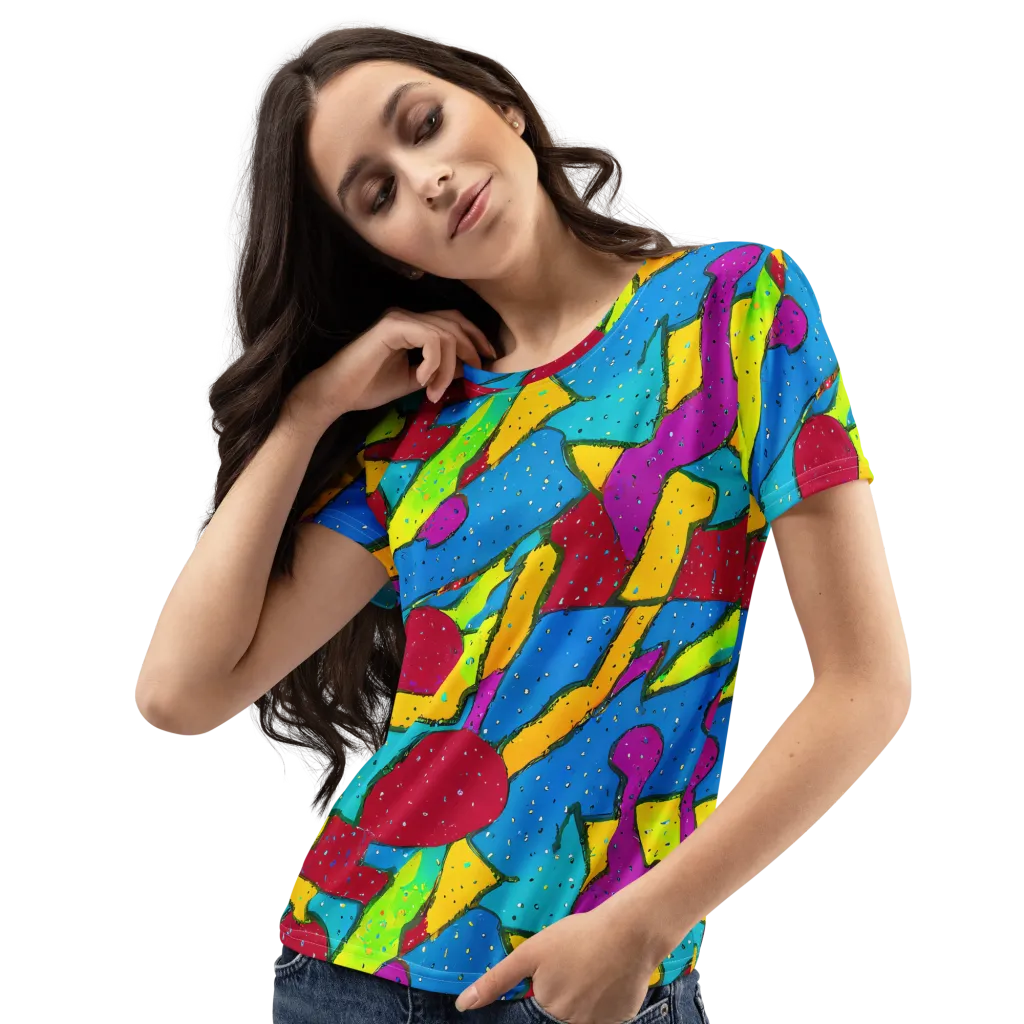 Pop Kaleidoscope on Women's Crew Neck T-Shirt — Left Front