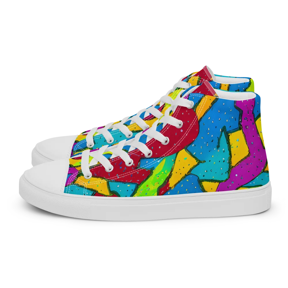 Pop Kaleidoscope on Women's High Top Canvas Shoes — Left