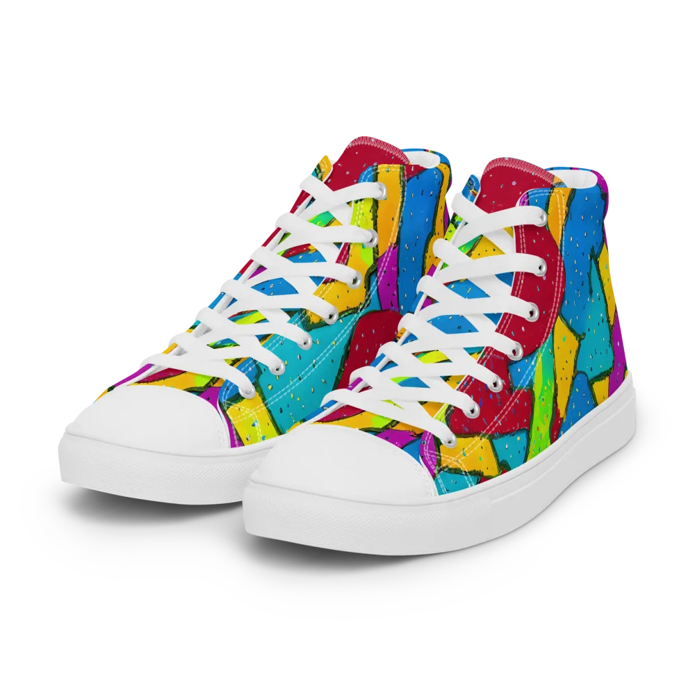 Pop Kaleidoscope on Women's High Top Canvas Shoes — Left Front