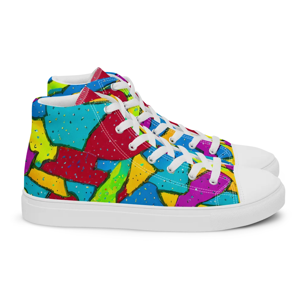 Pop Kaleidoscope on Women's High Top Canvas Shoes — Right
