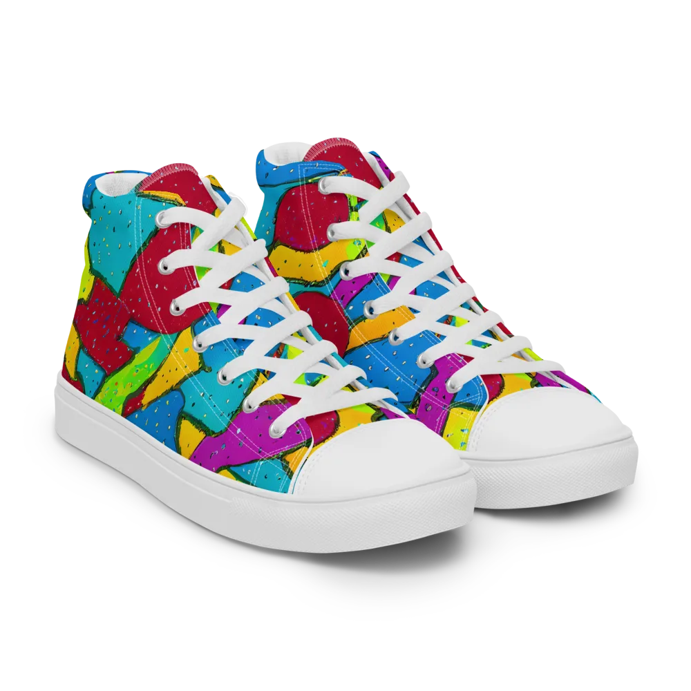 Pop Kaleidoscope on Women's High Top Canvas Shoes — Right Front