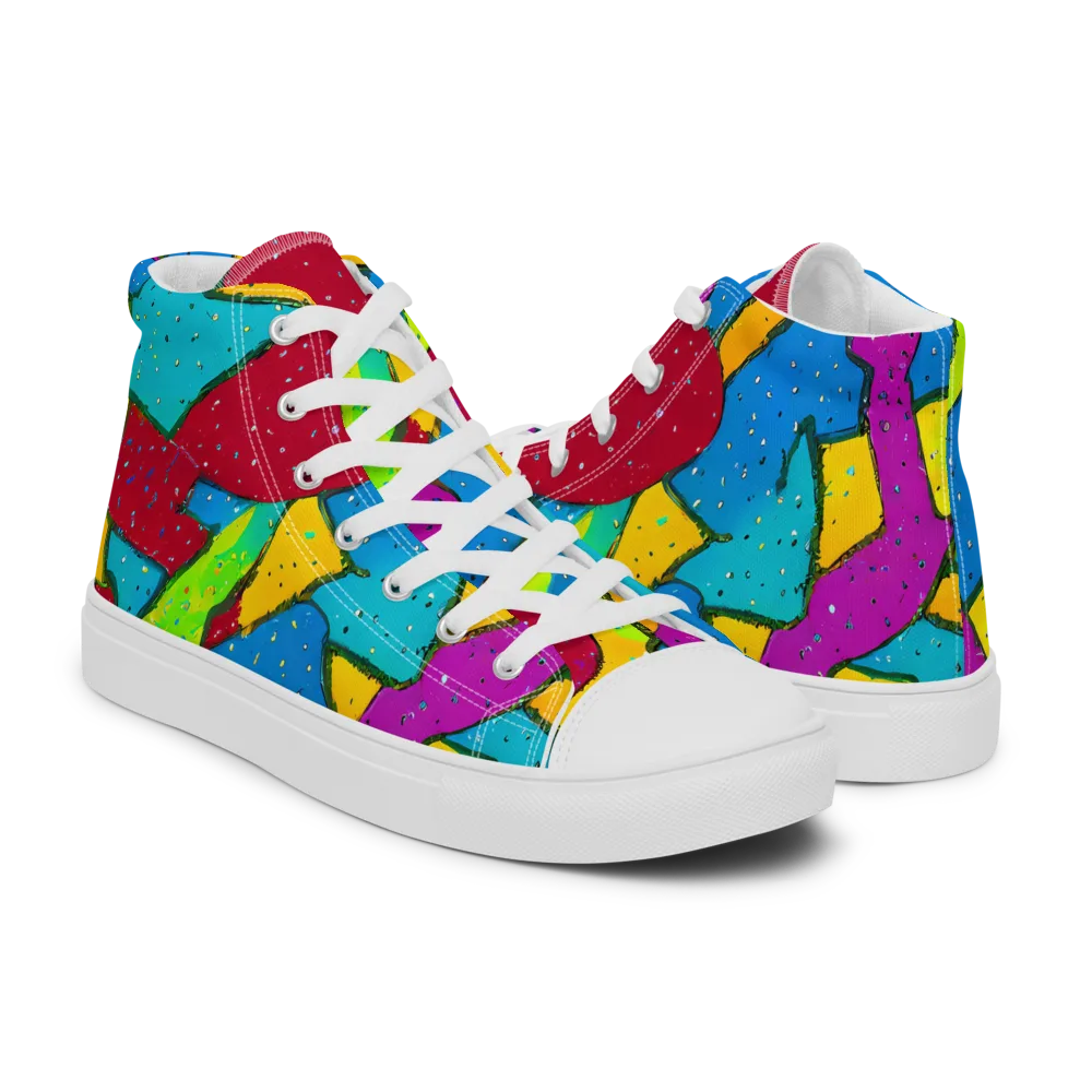 Pop Kaleidoscope on Women's High Top Canvas Shoes — Right