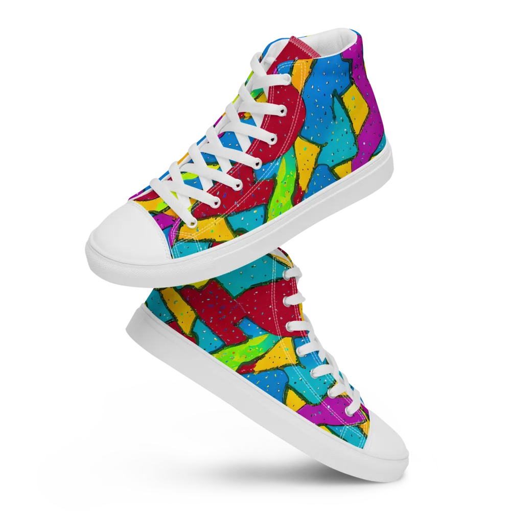 Pop Kaleidoscope on Women's High Top Canvas Shoes — Front
