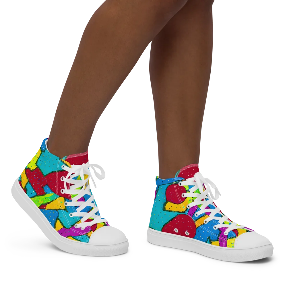 Pop Kaleidoscope on Women's High Top Canvas Shoes — Right