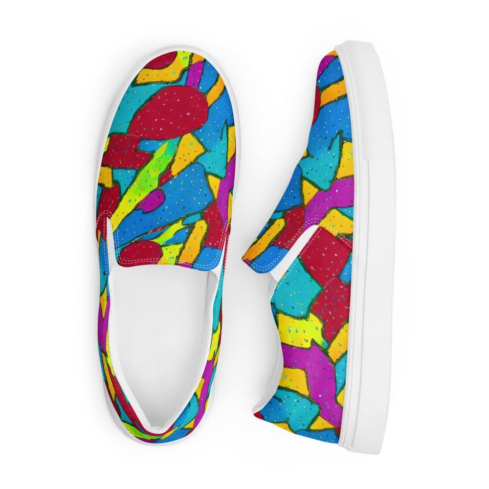 Pop Kaleidoscope on Men's Slip-On Canvas Shoes — Front