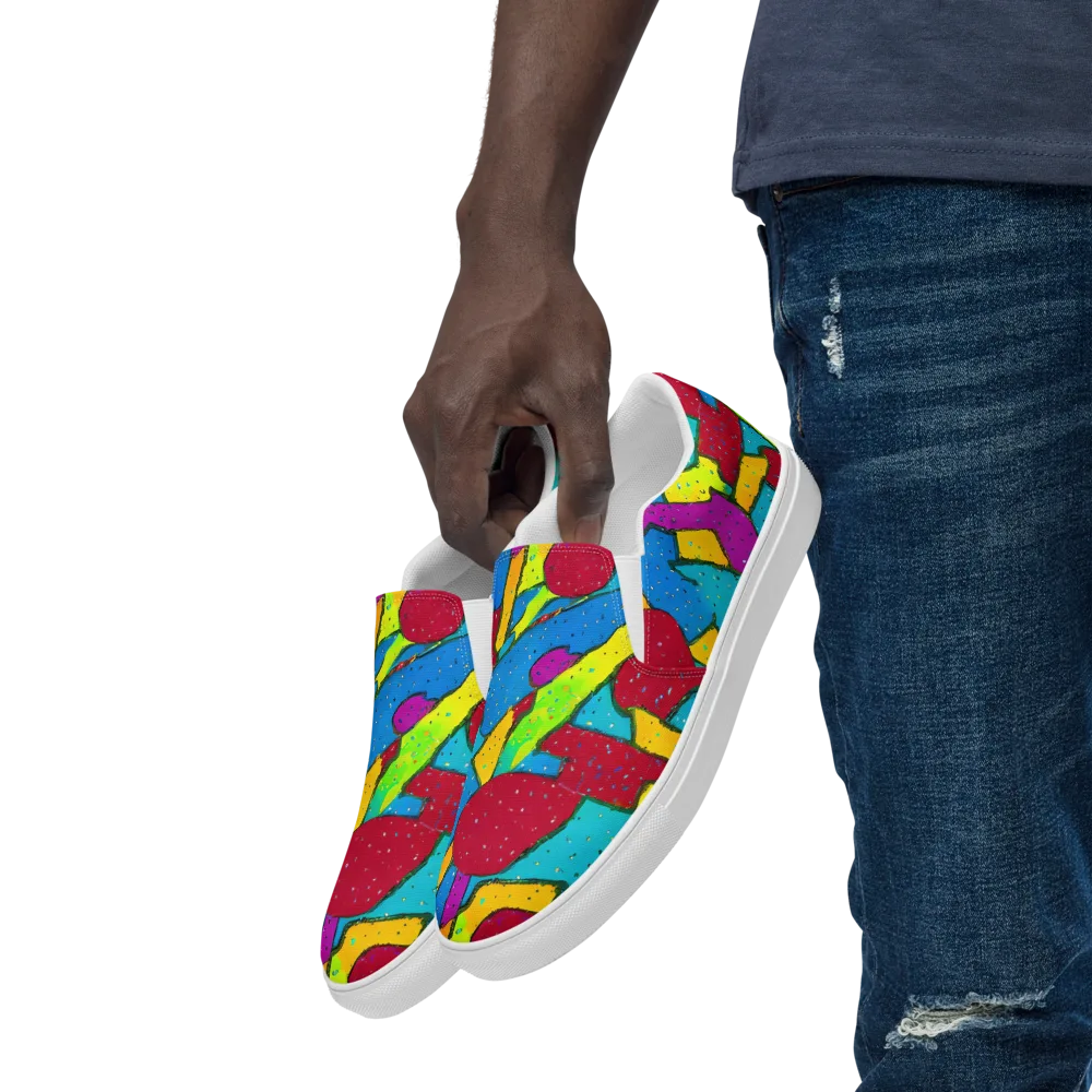 Pop Kaleidoscope on Men's Slip-On Canvas Shoes — Left Front