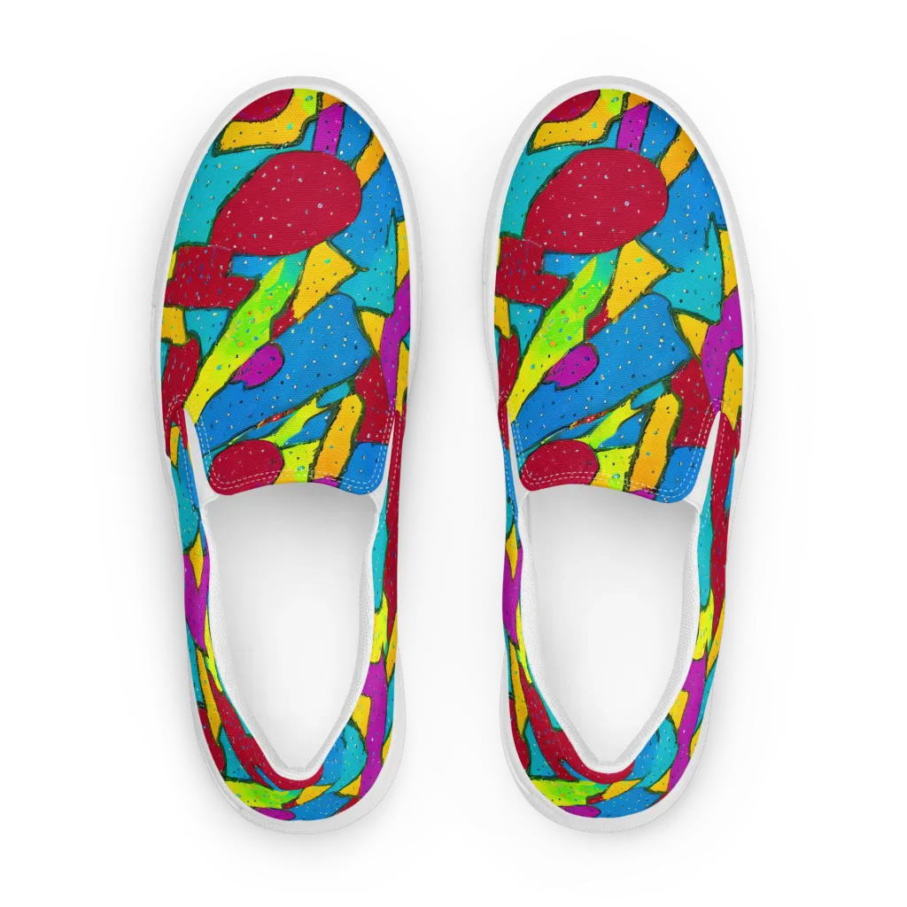 Pop Kaleidoscope on Women's Slip-On Canvas Shoes — Front
