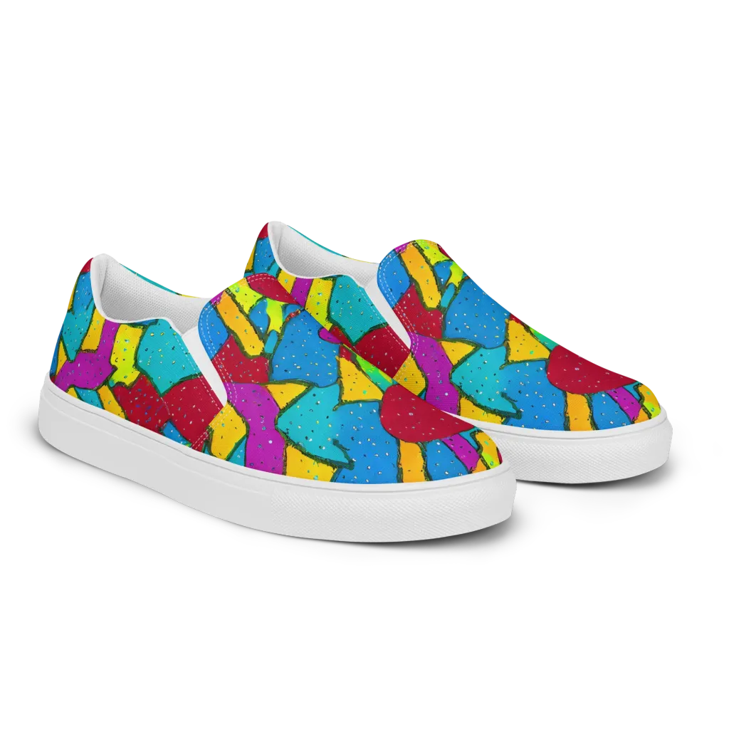 Pop Kaleidoscope on Women's Slip-On Canvas Shoes — Right Front
