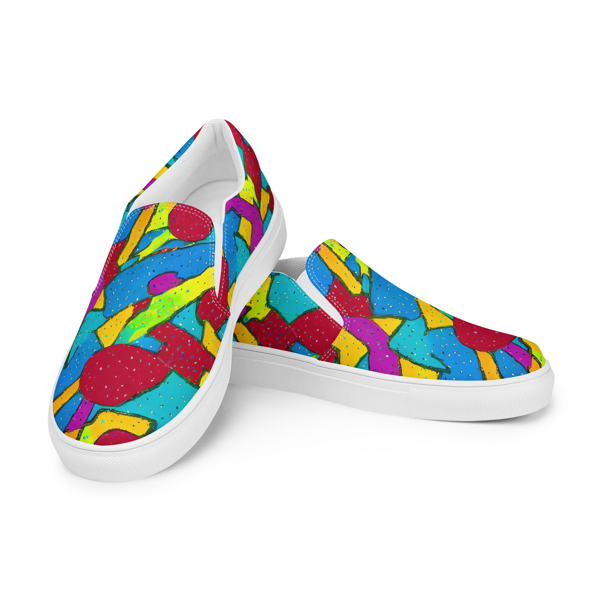 Pop Kaleidoscope on Women's Slip-On Canvas Shoes — Left Front