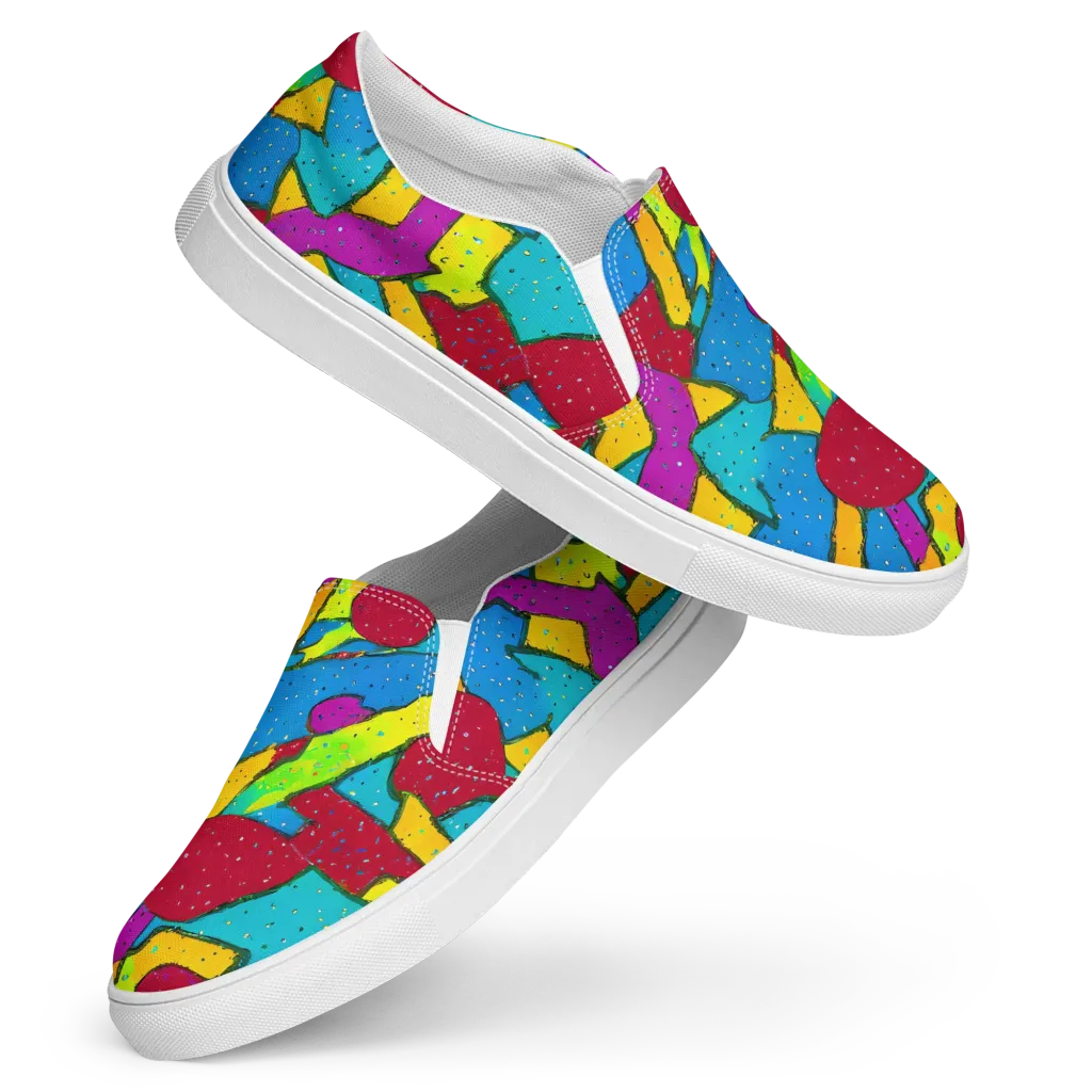 Pop Kaleidoscope on Women's Slip-On Canvas Shoes — Front