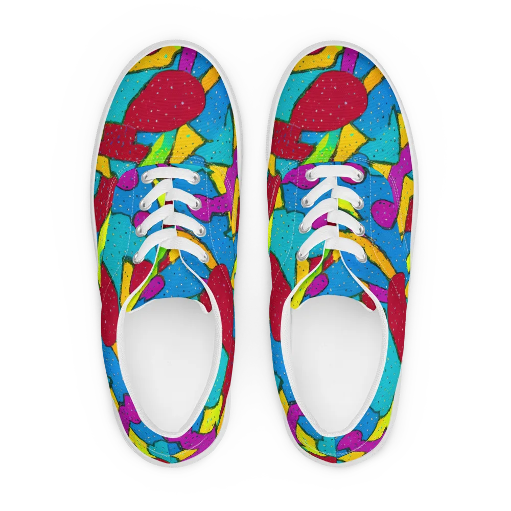 Pop Kaleidoscope on Men's Lace-Up Canvas Shoes — Front