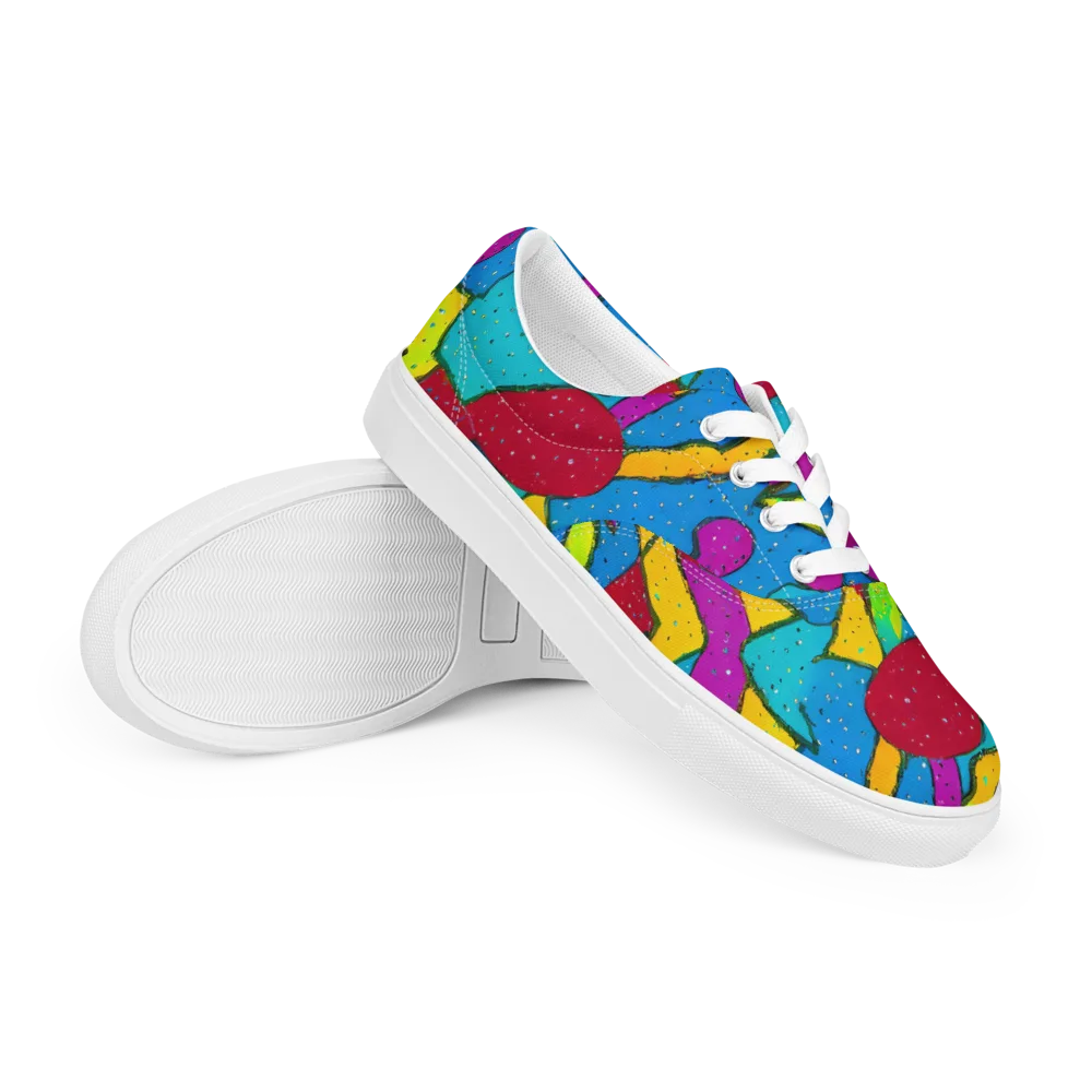 Pop Kaleidoscope on Men's Lace-Up Canvas Shoes — Right Front