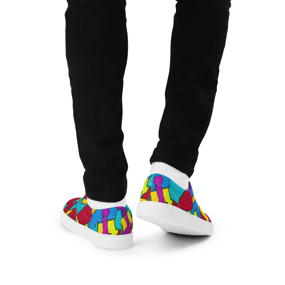 Pop Kaleidoscope on Men's Lace-Up Canvas Shoes — Back
