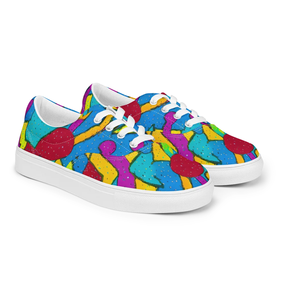 Pop Kaleidoscope on Men's Lace-Up Canvas Shoes — Right Front
